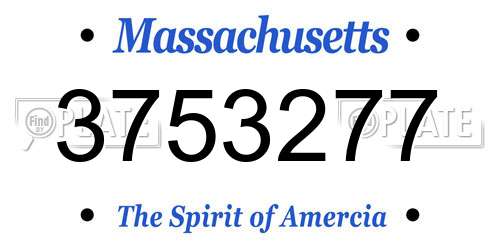 3753277 Massachusetts License Plate