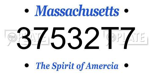 37532T7 Massachusetts License Plate