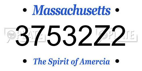 37532Z2 Massachusetts License Plate