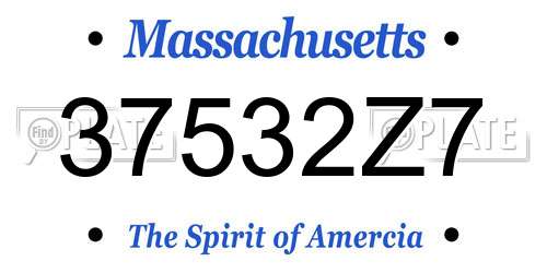 37532Z7 Massachusetts License Plate