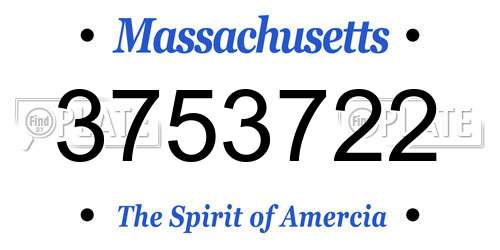 3753722 Massachusetts License Plate