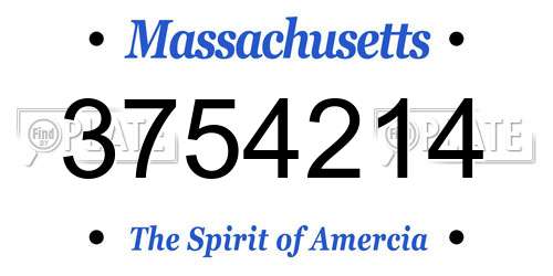 3754214 Massachusetts License Plate