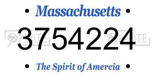 3754224 Massachusetts License Plate