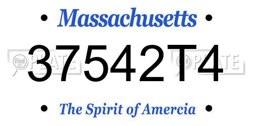 37542T4 Massachusetts License Plate