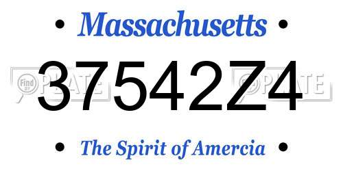 37542Z4 Massachusetts License Plate