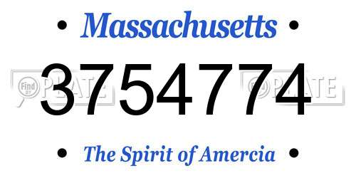 3754774 Massachusetts License Plate
