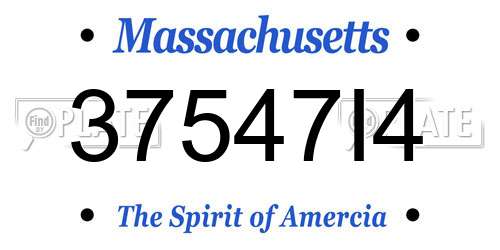 37547I4 Massachusetts License Plate