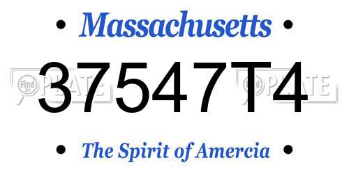37547T4 Massachusetts License Plate