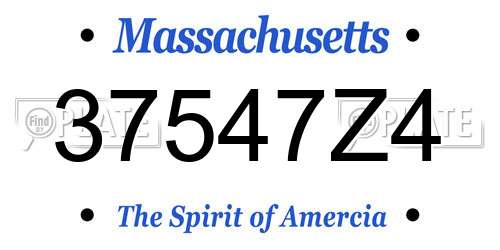 37547Z4 Massachusetts License Plate
