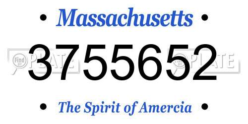 3755652 Massachusetts License Plate