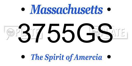 3755GS Massachusetts License Plate