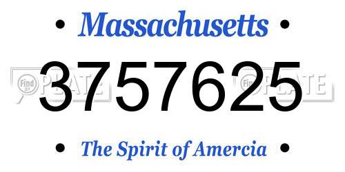 3757625 Massachusetts License Plate
