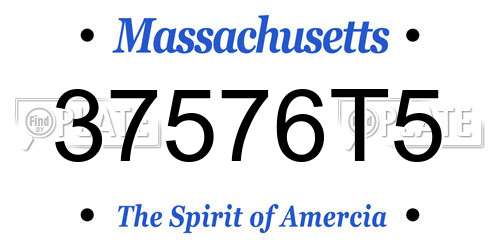 37576T5 Massachusetts License Plate