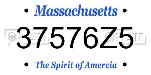 37576Z5 Massachusetts License Plate