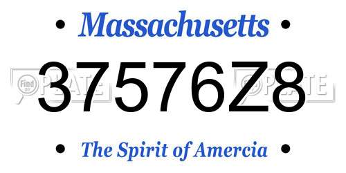 37576Z8 Massachusetts License Plate