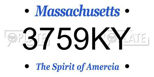 3759KY Massachusetts License Plate