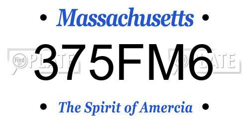 375FM6 Massachusetts License Plate