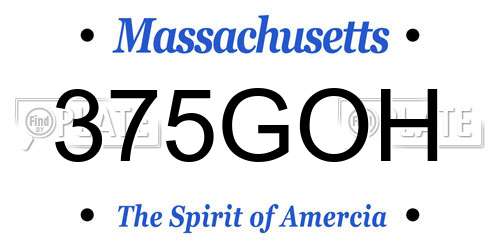 375GOH Massachusetts License Plate
