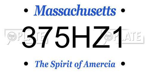 375HZ1 Massachusetts License Plate