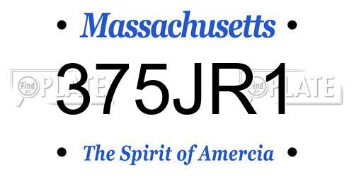 375JR1 Massachusetts License Plate