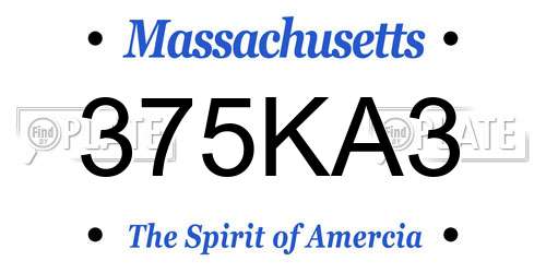 375KA3 Massachusetts License Plate