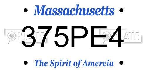 375PE4 Massachusetts License Plate