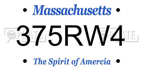 375RW4 Massachusetts License Plate