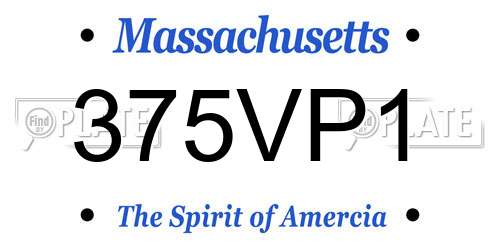 375VP1 Massachusetts License Plate