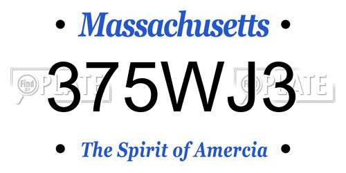 375WJ3 Massachusetts License Plate