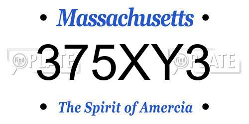 375XY3 Massachusetts License Plate