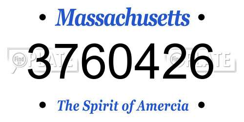 3760426 Massachusetts License Plate