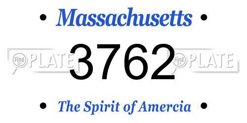 3762 Massachusetts License Plate