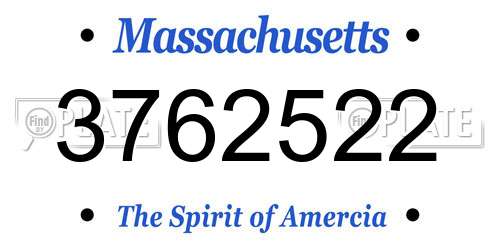 3762522 Massachusetts License Plate