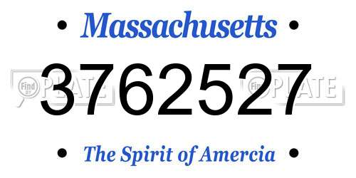 3762527 Massachusetts License Plate