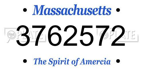 3762572 Massachusetts License Plate