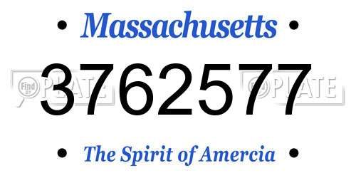 3762577 Massachusetts License Plate