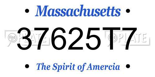 37625T7 Massachusetts License Plate