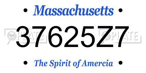 37625Z7 Massachusetts License Plate