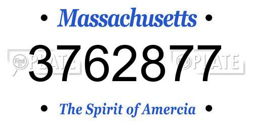 3762877 Massachusetts License Plate