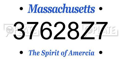 37628Z7 Massachusetts License Plate
