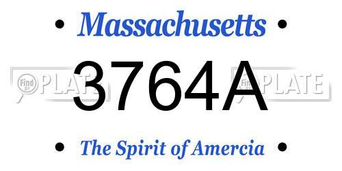 3764A Massachusetts License Plate