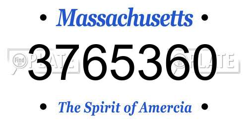 3765360 Massachusetts License Plate