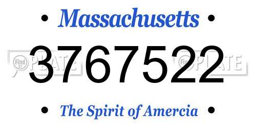 3767522 Massachusetts License Plate