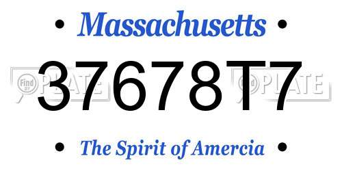 37678T7 Massachusetts License Plate