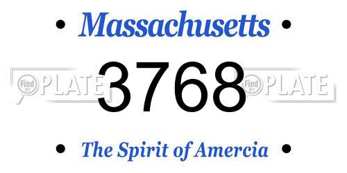 3768 Massachusetts License Plate