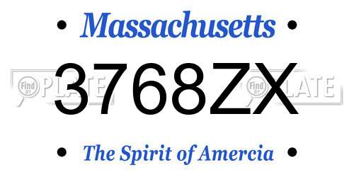 3768ZX Massachusetts License Plate