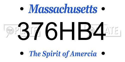 376HB4 Massachusetts License Plate