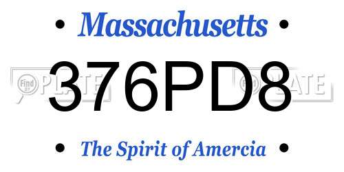 376PD8 Massachusetts License Plate