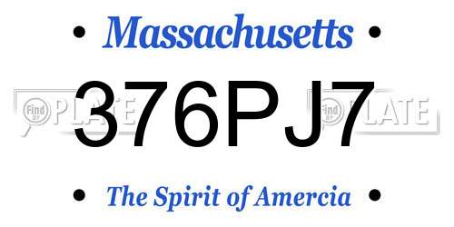 376PJ7 Massachusetts License Plate
