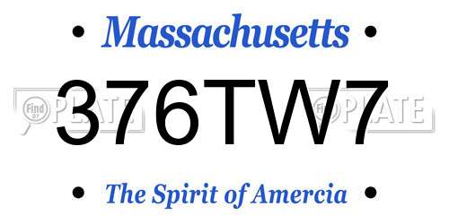376TW7 Massachusetts License Plate
